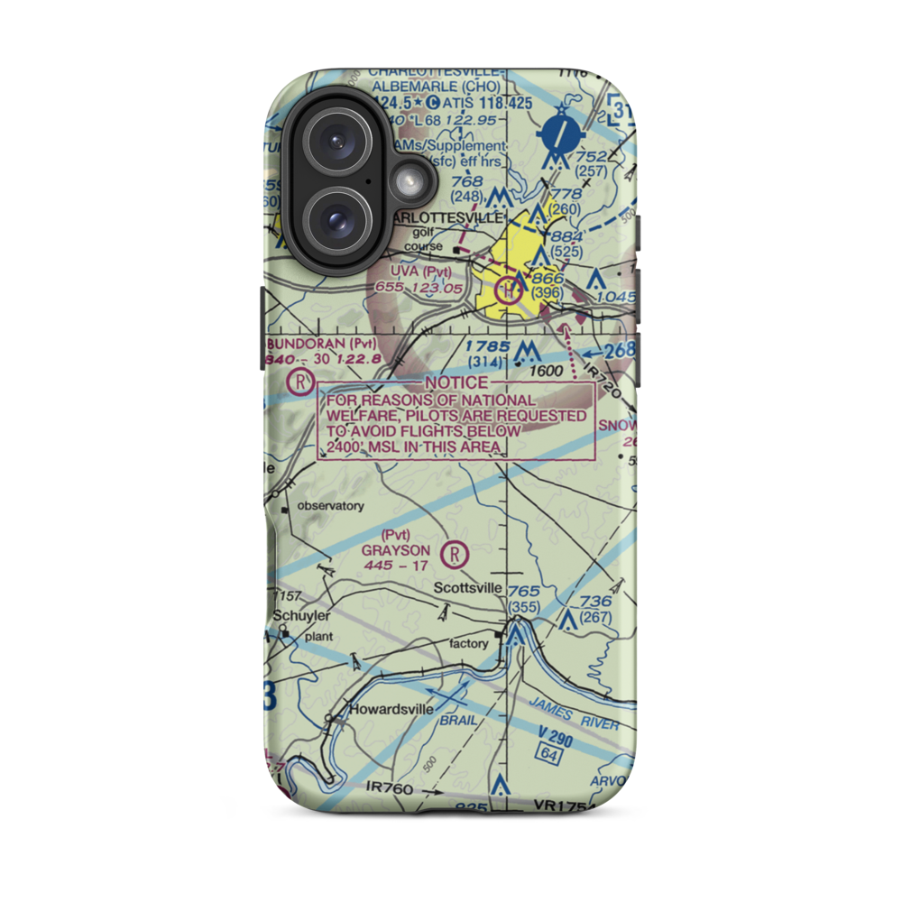 Cathro Airport (VG10) VFR Sectional  Tough iPhone Case iPhone 16 Plus model shown