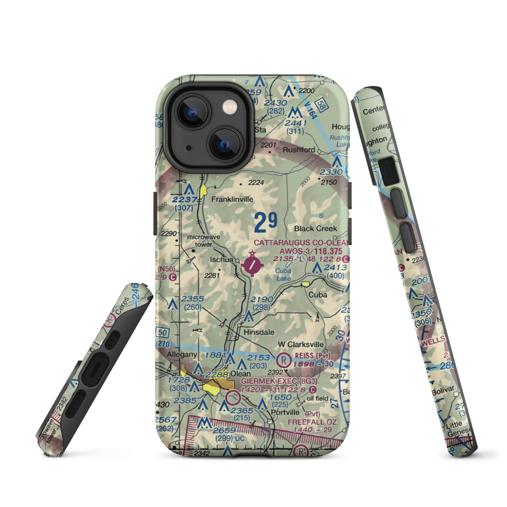 Cattaraugus County-Olean Airport (OLE) VFR Sectional  Tough iPhone Case iPhone 14 model shown