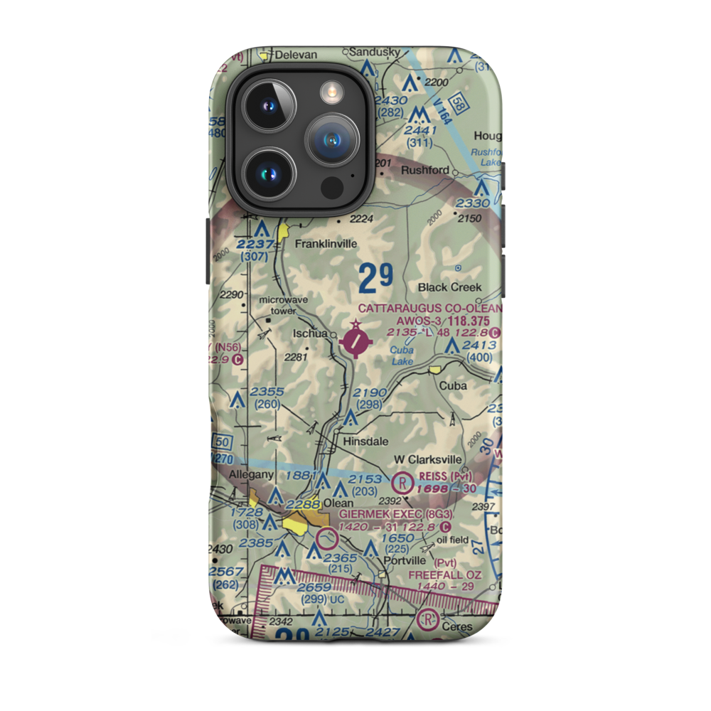 Cattaraugus County-Olean Airport (OLE) VFR Sectional  Tough iPhone Case iPhone 16 Pro Max model shown