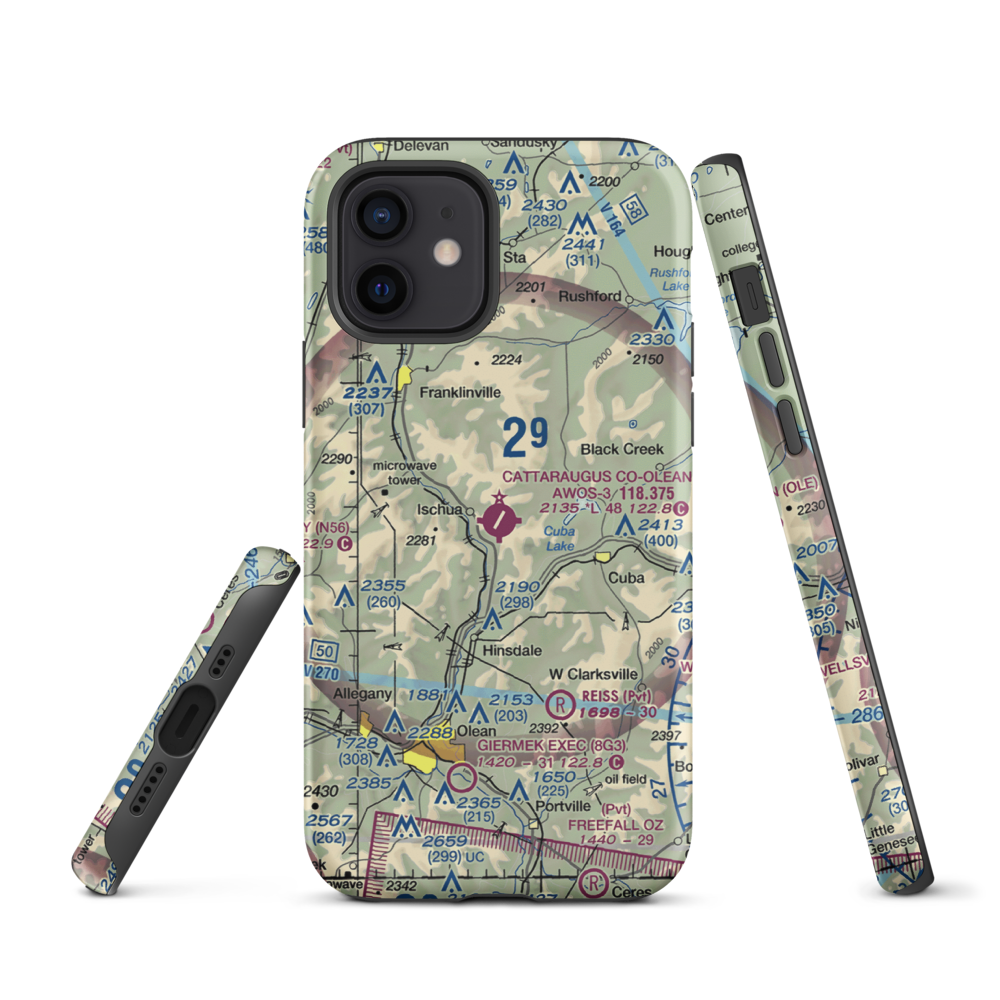 Cattaraugus County-Olean Airport (OLE) VFR Sectional  Tough iPhone Case iPhone 12 model shown