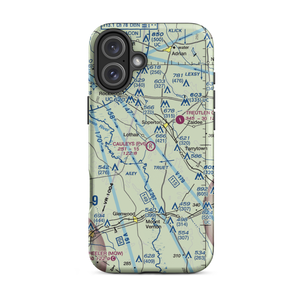 Cauley's Airstrip (3GA8) VFR Sectional  Tough iPhone Case iPhone 16 Plus model shown