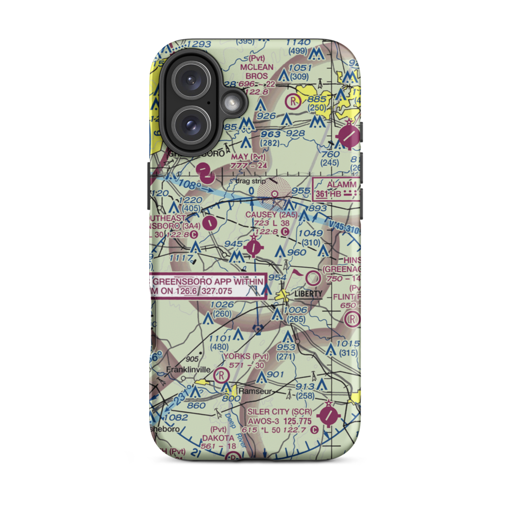 Causey Airport (2A5) VFR Sectional  Tough iPhone Case iPhone 16 Plus model shown