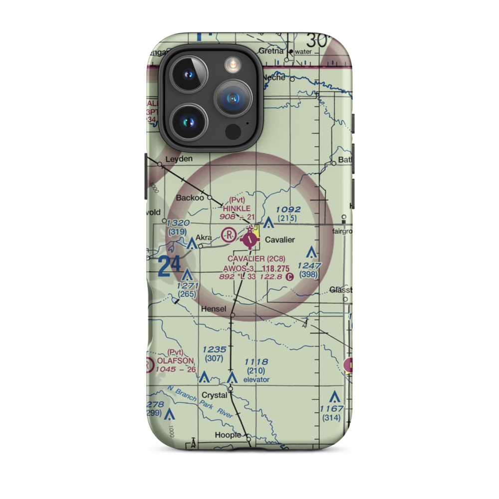 Cavalier Municipal Airport (2C8) VFR Sectional  Tough iPhone Case iPhone 16 Pro Max model shown