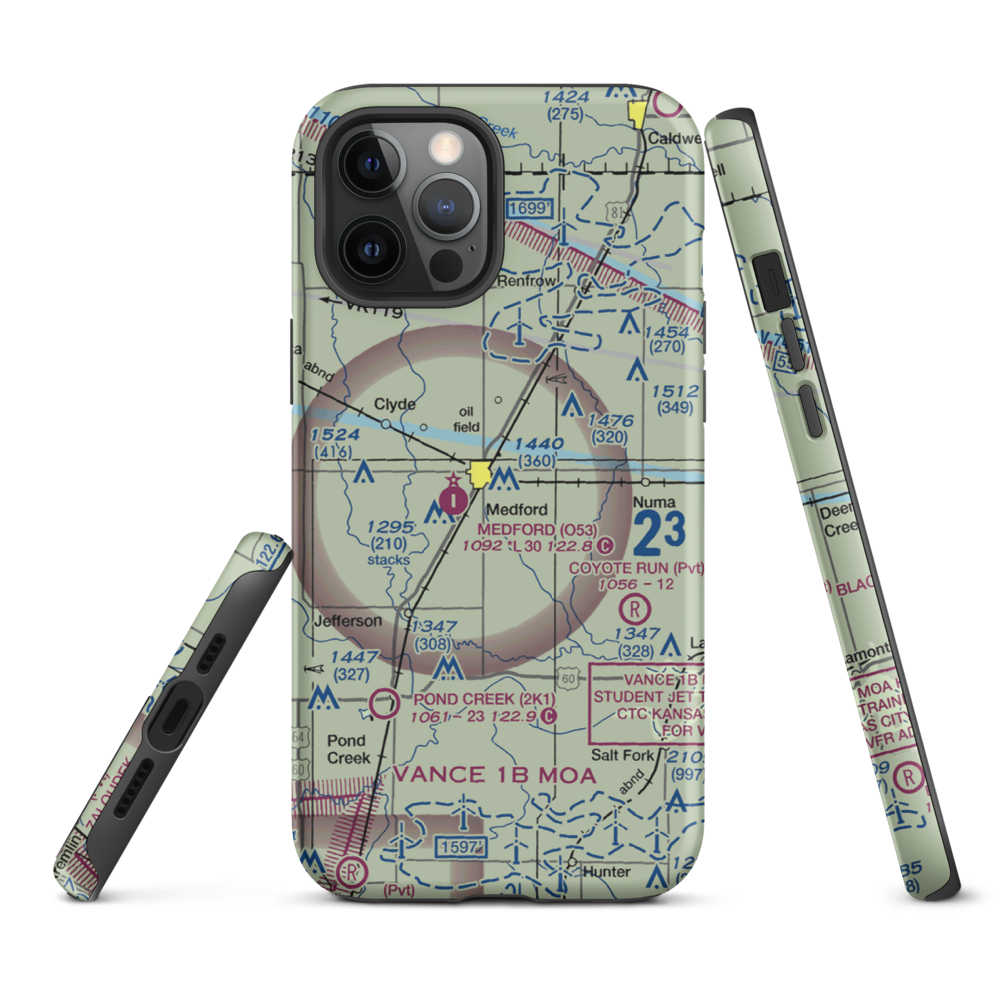 Cc & M Airport (8OK7) VFR Sectional  Tough iPhone Case iPhone 12 Pro Max model shown