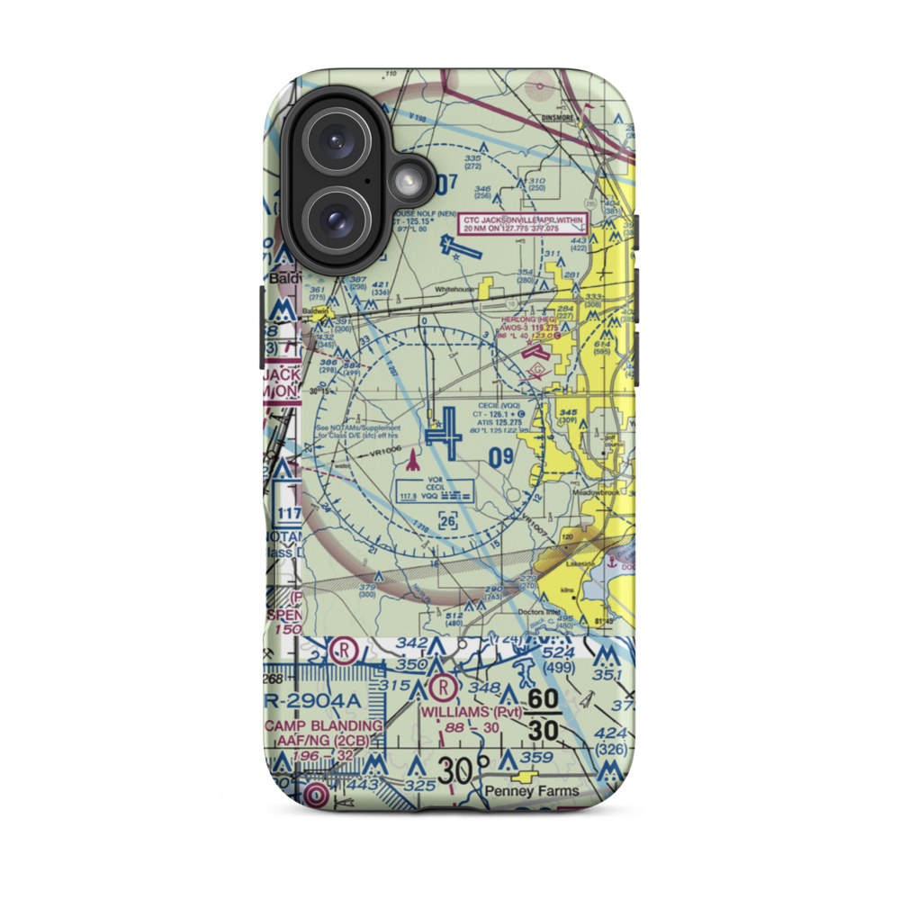 Cecil Airport (VQQ) VFR Sectional  Tough iPhone Case iPhone 16 Plus model shown