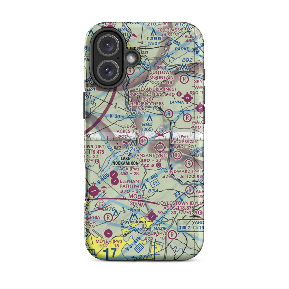 Cedar Acres Private Group Airport (23PA) VFR Sectional  Tough iPhone Case iPhone 16 Plus model shown