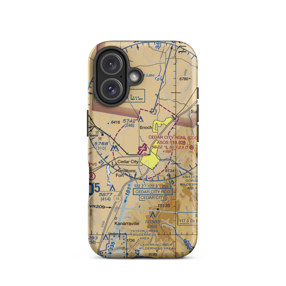 Cedar City Regional Airport (CDC) VFR Sectional  Tough iPhone Case iPhone 16 model shown