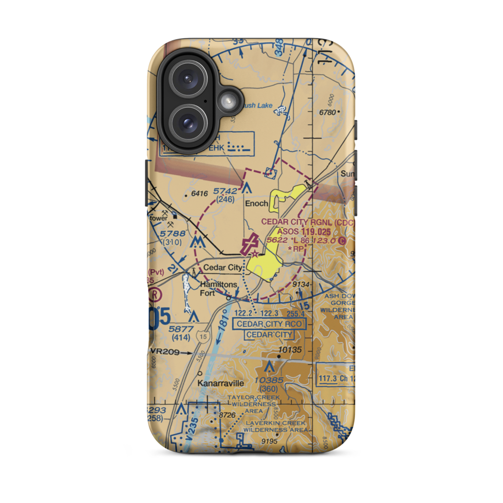 Cedar City Regional Airport (CDC) VFR Sectional  Tough iPhone Case iPhone 16 Plus model shown