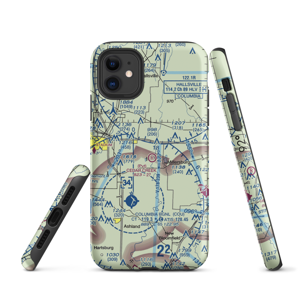 Cedar Creek Airport (MO74) VFR Sectional  Tough iPhone Case iPhone 11 model shown