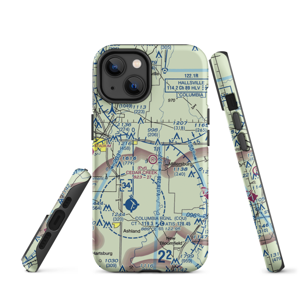 Cedar Creek Airport (MO74) VFR Sectional  Tough iPhone Case iPhone 14 model shown
