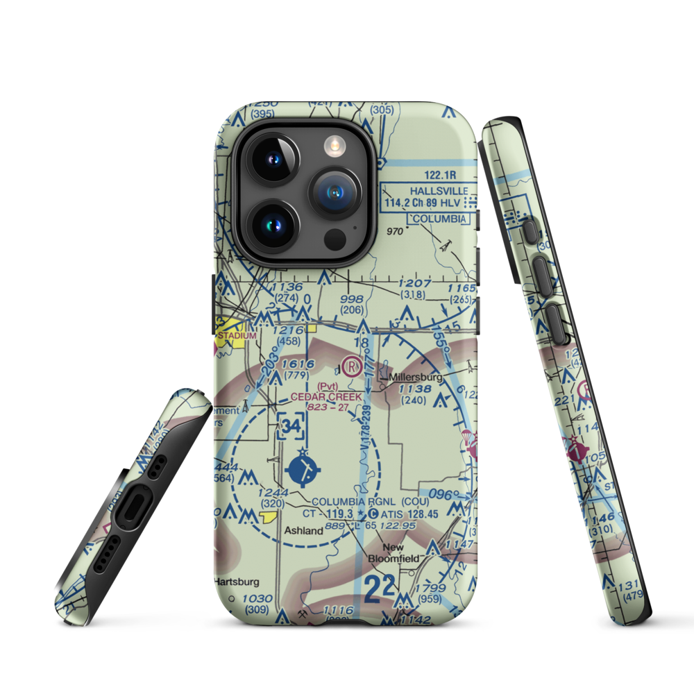 Cedar Creek Airport (MO74) VFR Sectional  Tough iPhone Case iPhone 15 Pro model shown