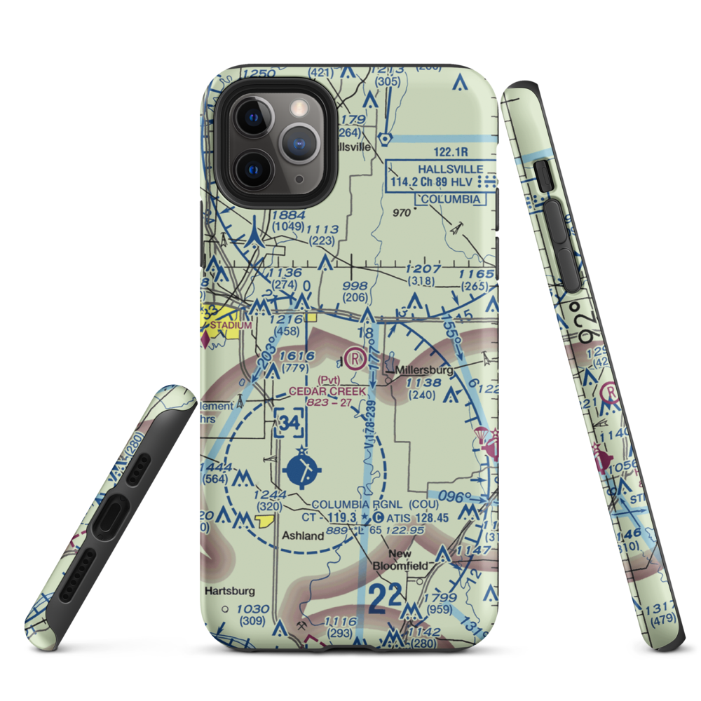 Cedar Creek Airport (MO74) VFR Sectional  Tough iPhone Case iPhone 11 Pro Max model shown