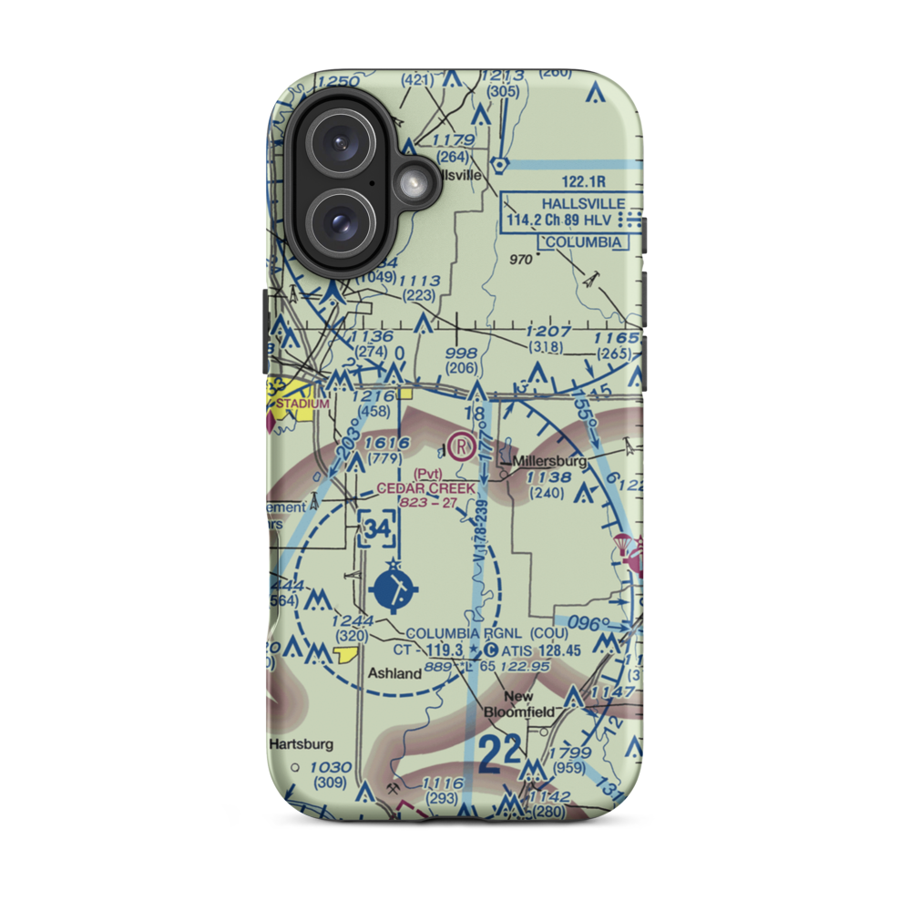 Cedar Creek Airport (MO74) VFR Sectional  Tough iPhone Case iPhone 16 Plus model shown