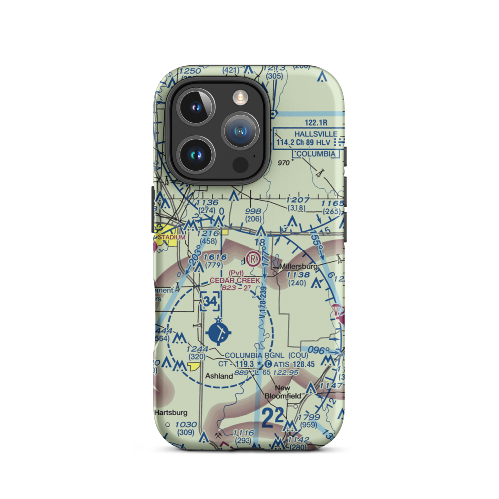 Cedar Creek Airport (MO74) VFR Sectional  Tough iPhone Case iPhone 16 Pro model shown