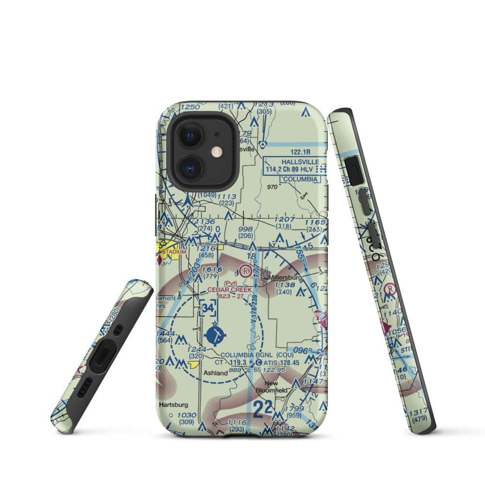 Cedar Creek Airport (MO74) VFR Sectional  Tough iPhone Case iPhone 12 mini model shown