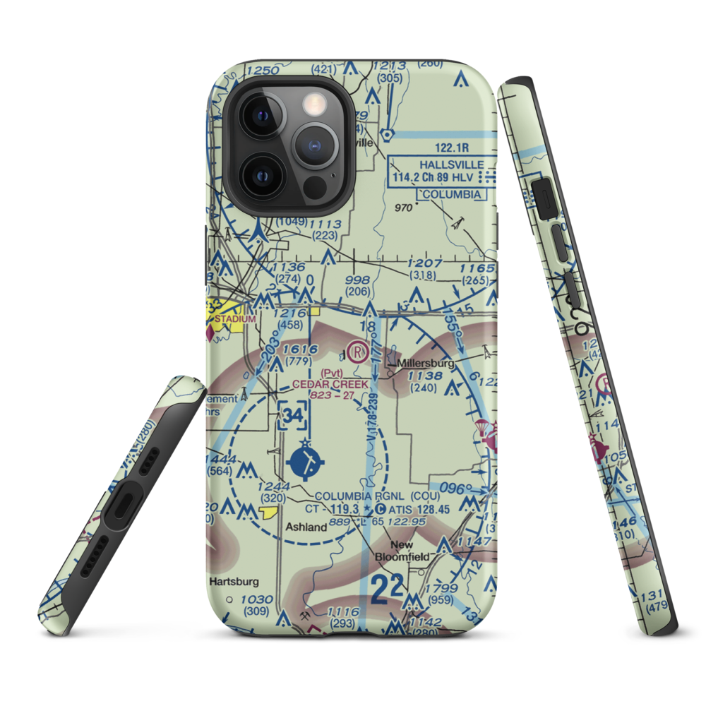 Cedar Creek Airport (MO74) VFR Sectional  Tough iPhone Case iPhone 12 Pro Max model shown