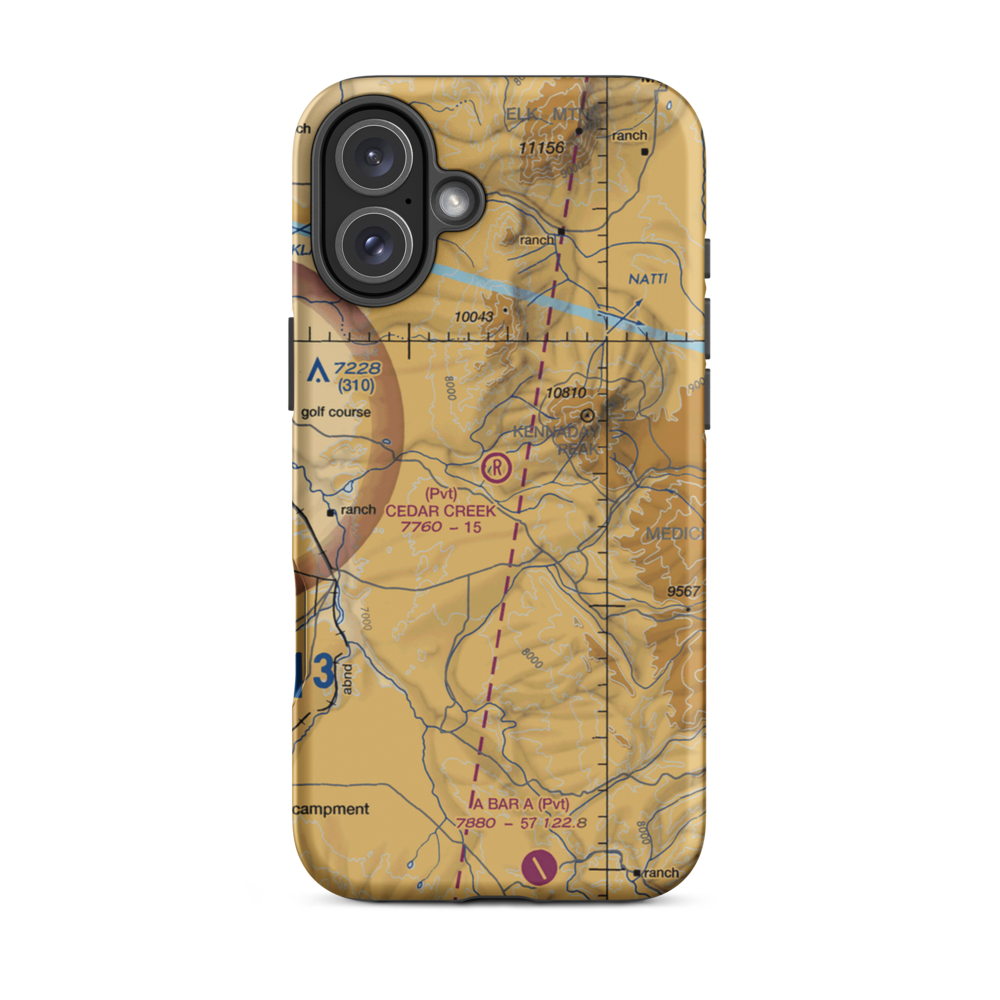 Cedar Creek Ranch Airport (96WY) VFR Sectional  Tough iPhone Case iPhone 16 Plus model shown