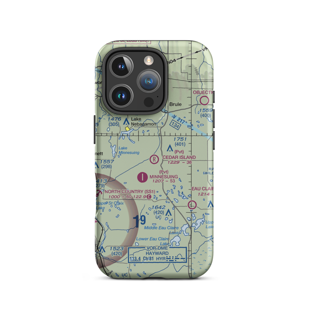 Cedar Island Airport (WI10) VFR Sectional  Tough iPhone Case iPhone 16 Pro model shown
