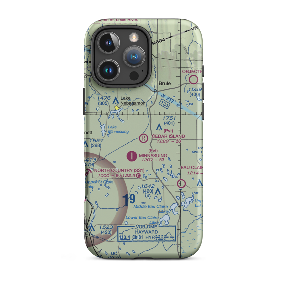 Cedar Island Airport (WI10) VFR Sectional  Tough iPhone Case iPhone 16 Pro Max model shown