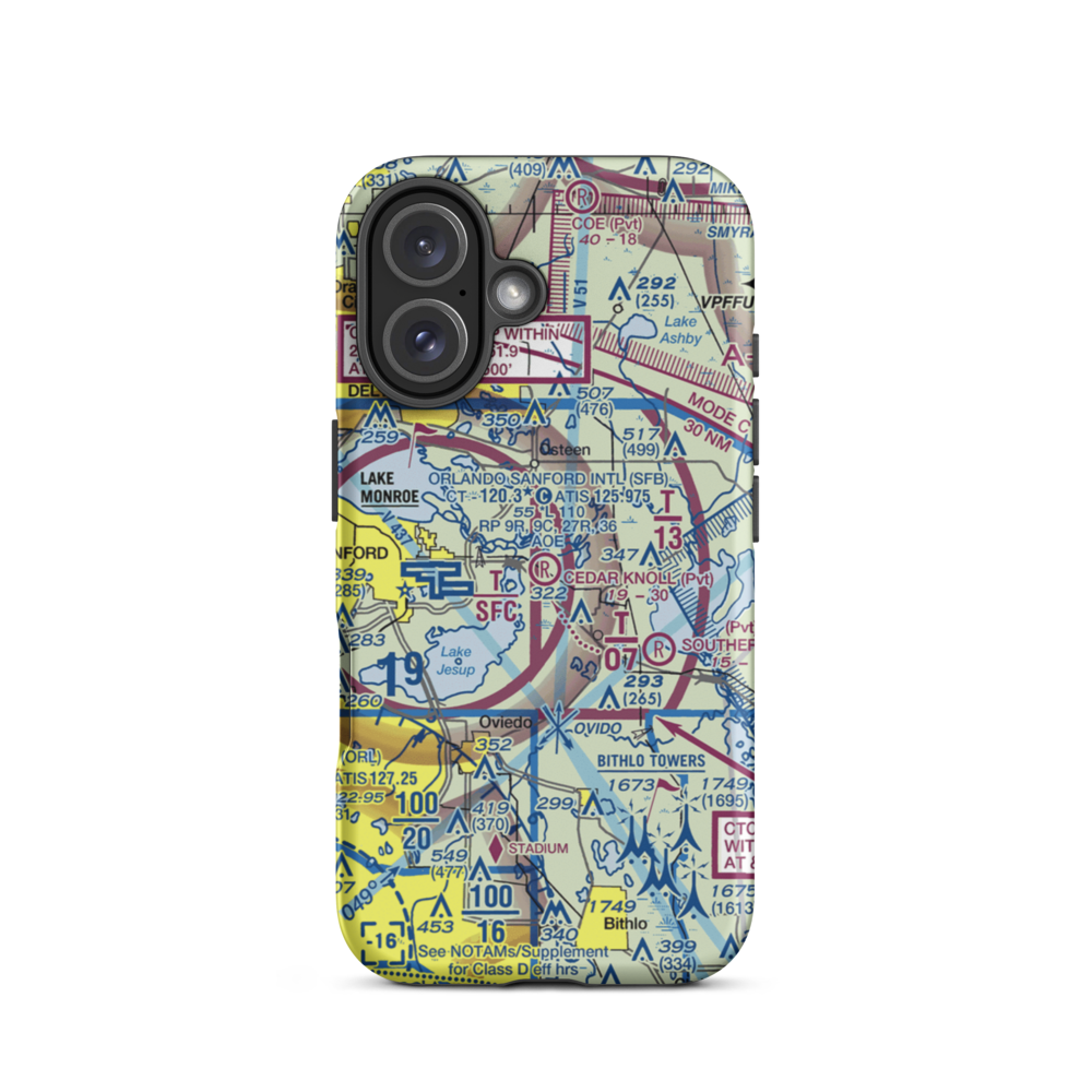 Cedar Knoll Flying Ranch Airport (01FL) VFR Sectional  Tough iPhone Case iPhone 16 model shown