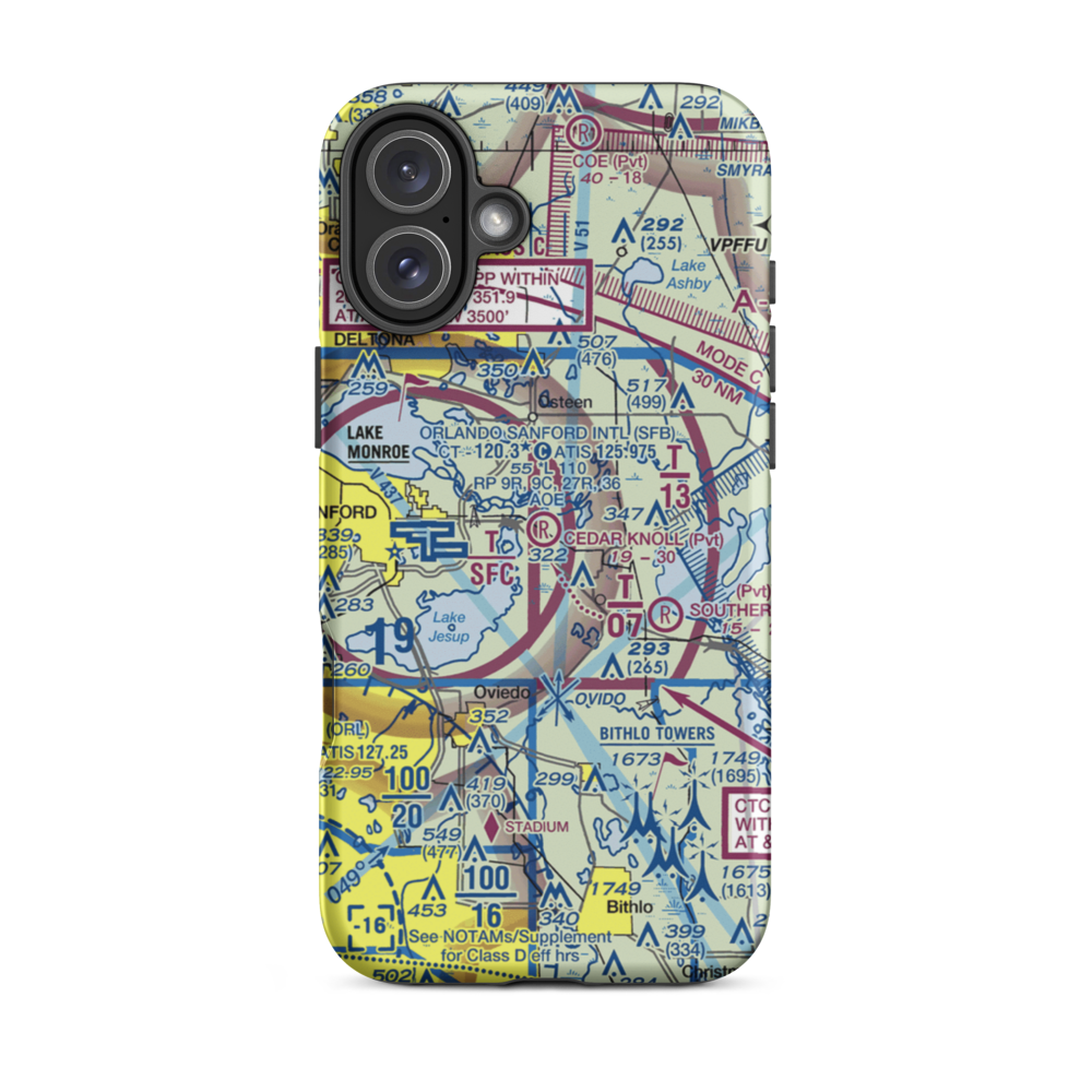 Cedar Knoll Flying Ranch Airport (01FL) VFR Sectional  Tough iPhone Case iPhone 16 Plus model shown