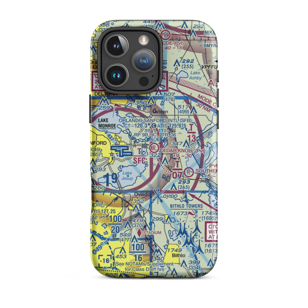 Cedar Knoll Flying Ranch Airport (01FL) VFR Sectional  Tough iPhone Case iPhone 16 Pro Max model shown