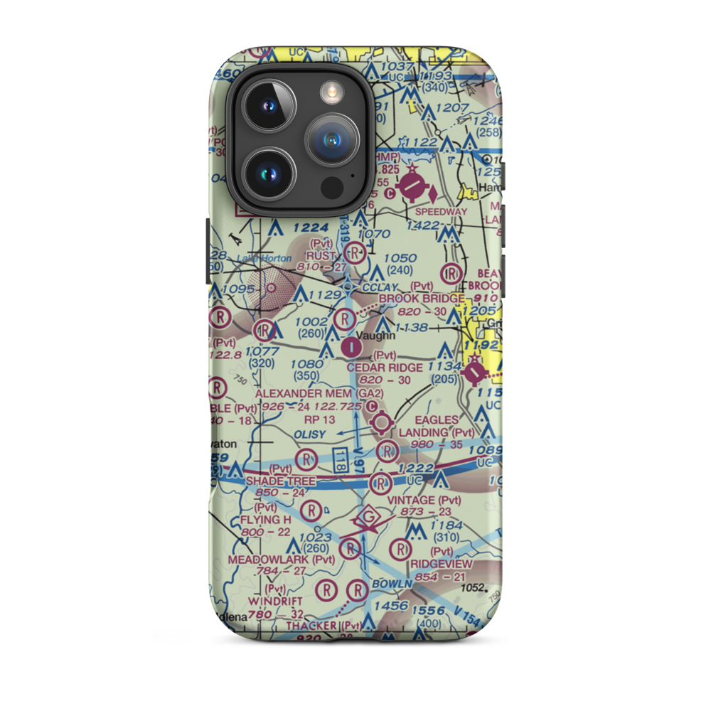 Cedar Ridge Airport (GA62) VFR Sectional  Tough iPhone Case iPhone 16 Pro Max model shown