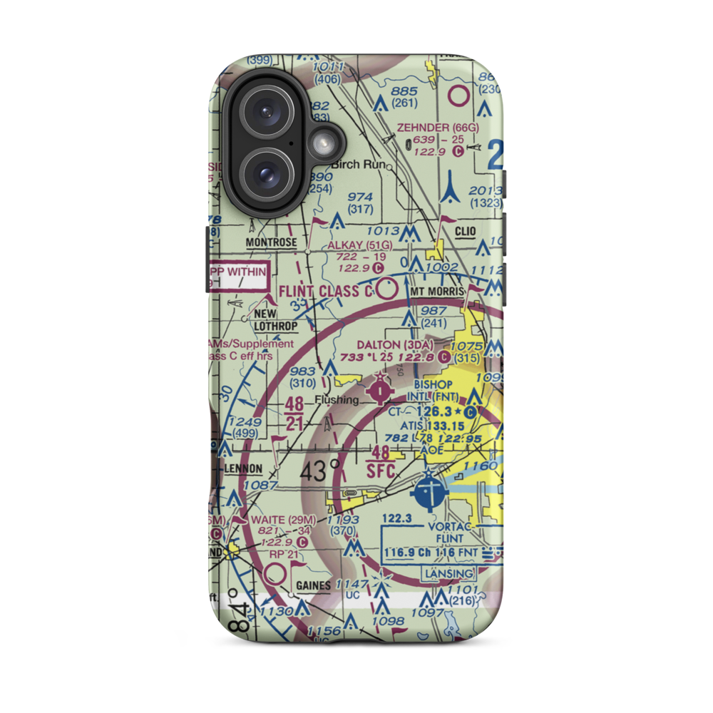 Cedarville Airport (MI18) VFR Sectional  Tough iPhone Case iPhone 16 Plus model shown