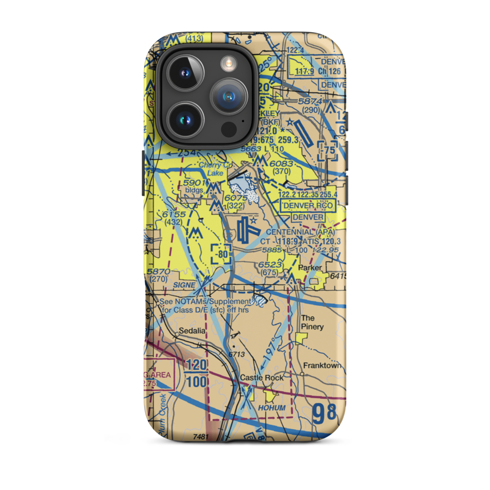 Centennial Airport (APA) VFR Sectional  Tough iPhone Case iPhone 16 Pro Max model shown