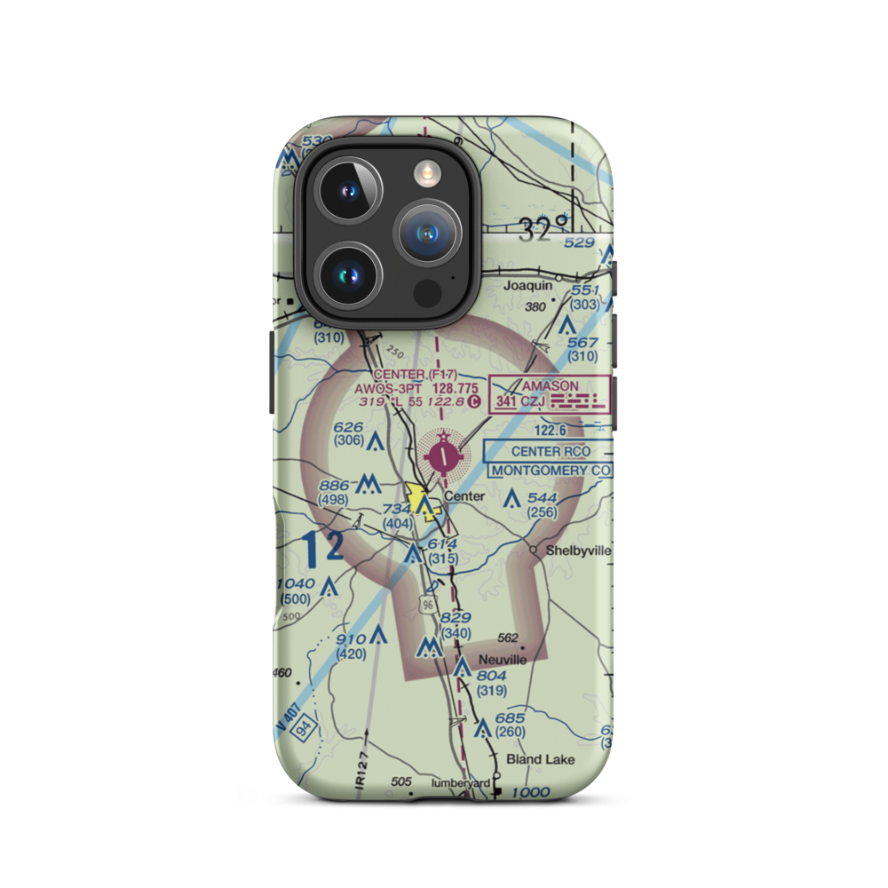 Center Municipal Airport (F17) VFR Sectional  Tough iPhone Case iPhone 16 Pro model shown