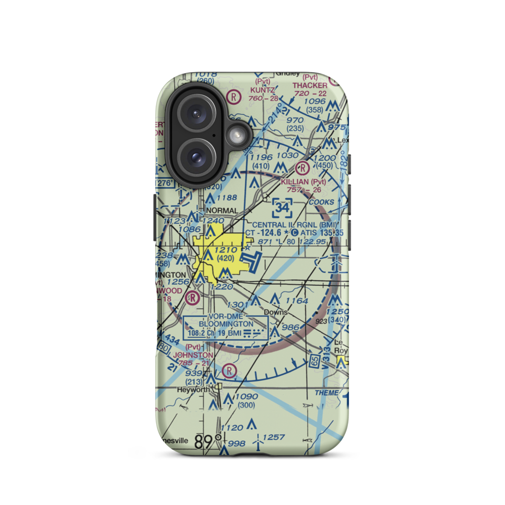 Central Illinois Regional Airport at Bloomington-Normal (BMI) VFR Sectional  Tough iPhone Case iPhone 16 model shown