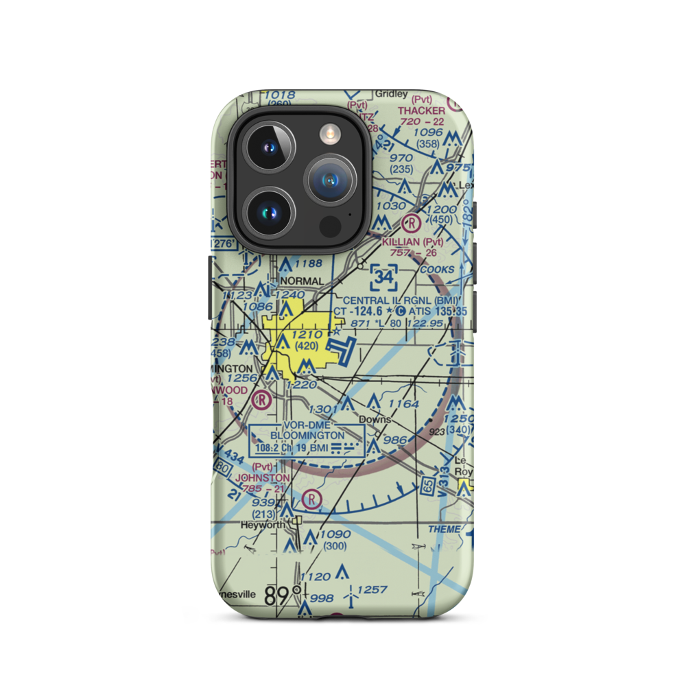 Central Illinois Regional Airport at Bloomington-Normal (BMI) VFR Sectional  Tough iPhone Case iPhone 16 Pro model shown