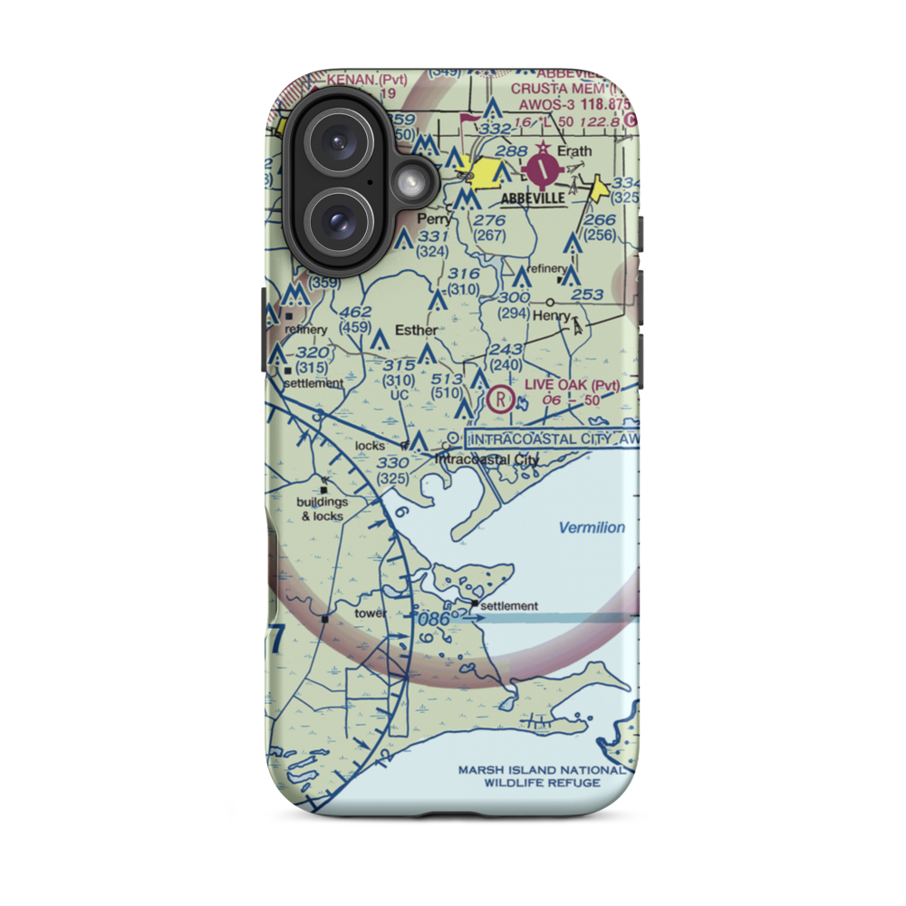 Central Industries Airport (2LA0) VFR Sectional  Tough iPhone Case iPhone 16 Plus model shown