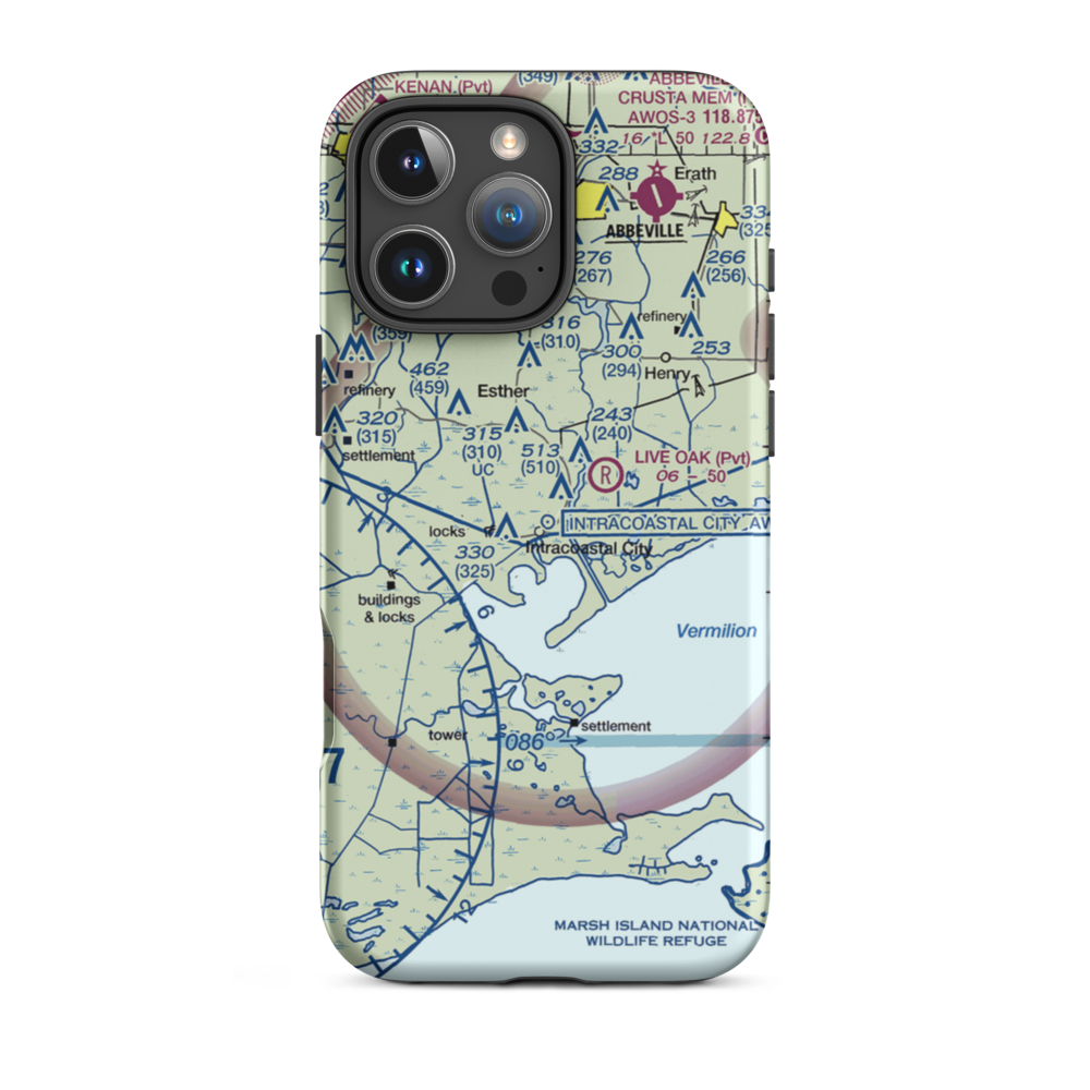 Central Industries Airport (2LA0) VFR Sectional  Tough iPhone Case iPhone 16 Pro Max model shown