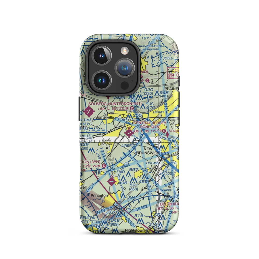 Central Jersey Regional Airport (47N) VFR Sectional  Tough iPhone Case iPhone 16 Pro model shown