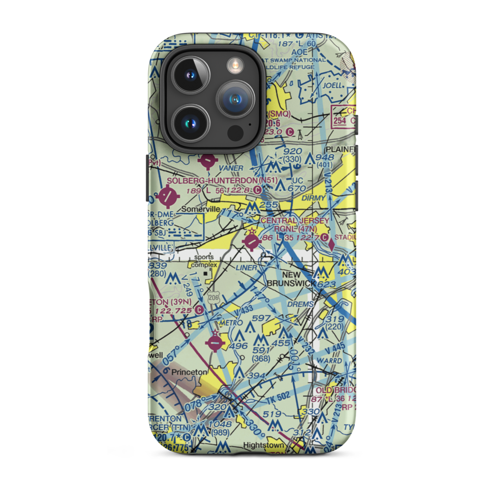 Central Jersey Regional Airport (47N) VFR Sectional  Tough iPhone Case iPhone 16 Pro Max model shown