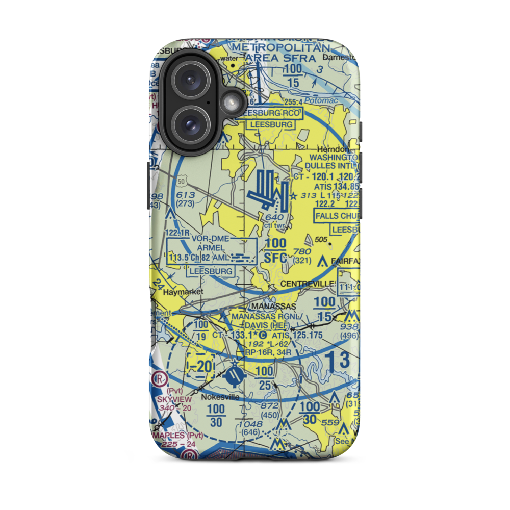 Centreville Airport (VA16) VFR Sectional  Tough iPhone Case iPhone 16 Plus model shown