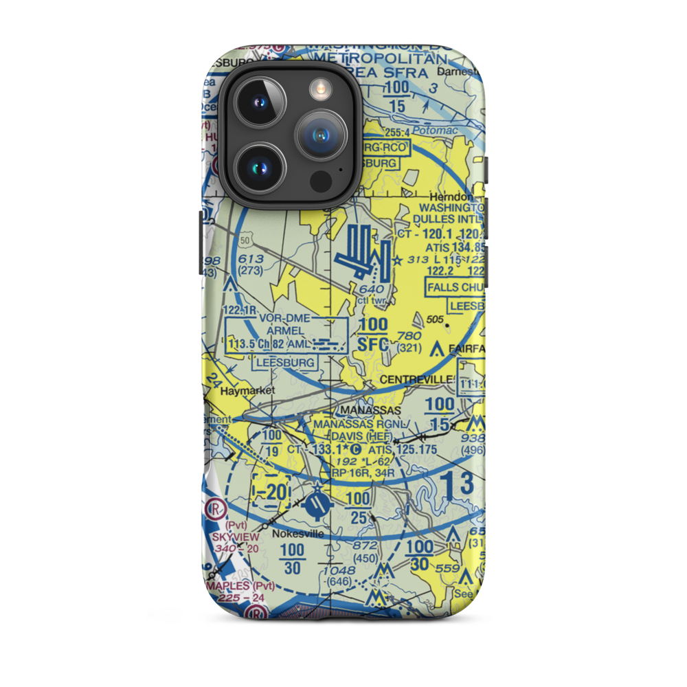 Centreville Airport (VA16) VFR Sectional  Tough iPhone Case iPhone 16 Pro Max model shown