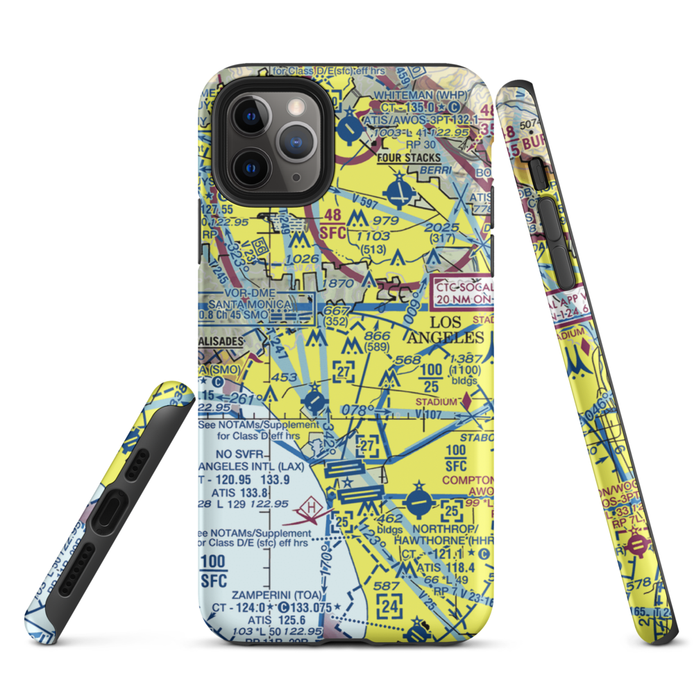 Century City Heliport (CCD) VFR Sectional  Tough iPhone Case iPhone 11 Pro Max model shown
