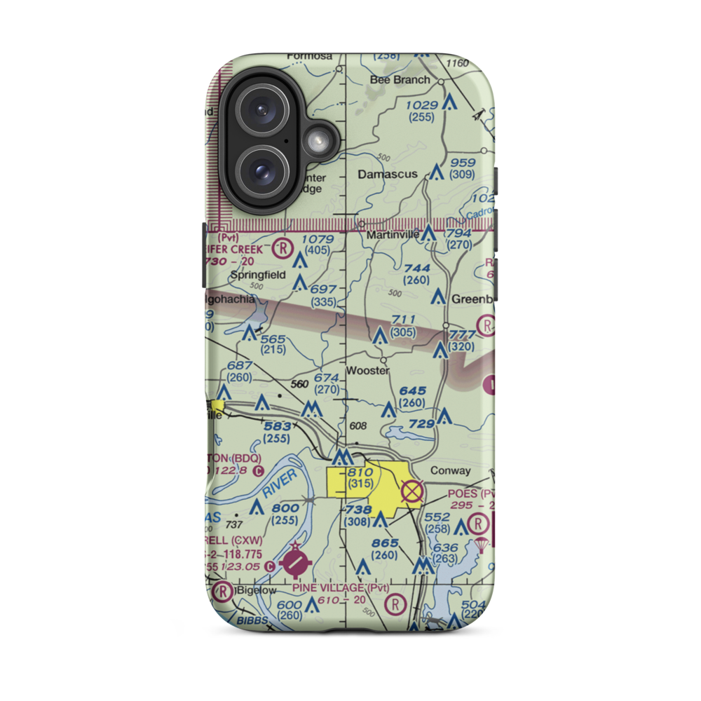Chael Airport (AR97) VFR Sectional  Tough iPhone Case iPhone 16 Plus model shown