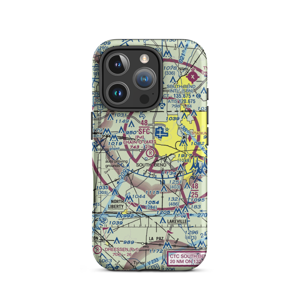 Chain-O-Lakes Airport (3IN7) VFR Sectional  Tough iPhone Case iPhone 16 Pro model shown