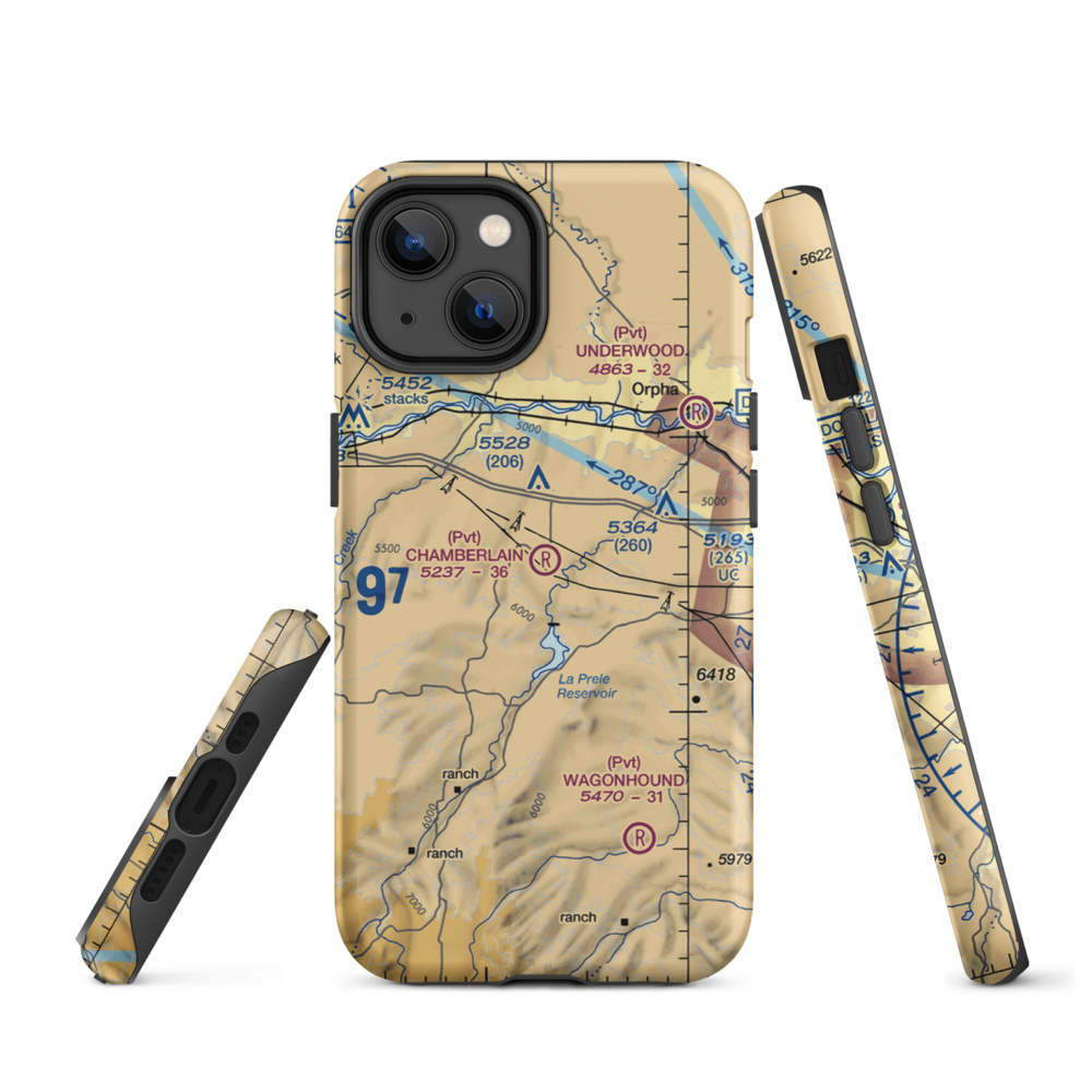 Chamberlain Brothers Ranch Airport (WY66) VFR Sectional  Tough iPhone Case iPhone 14 model shown
