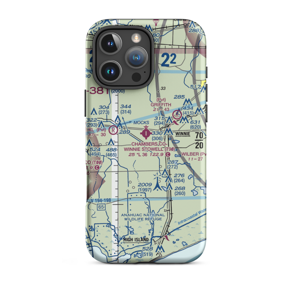 Chambers County Winnie Stowell Airport (T90) VFR Sectional  Tough iPhone Case iPhone 16 Pro Max model shown