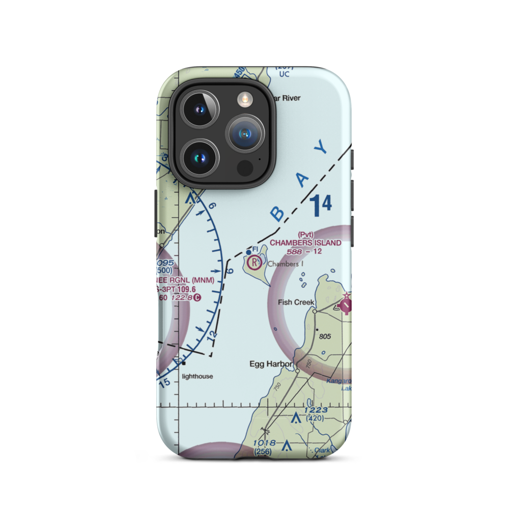 Chambers Island Airport (30WI) VFR Sectional  Tough iPhone Case iPhone 16 Pro model shown