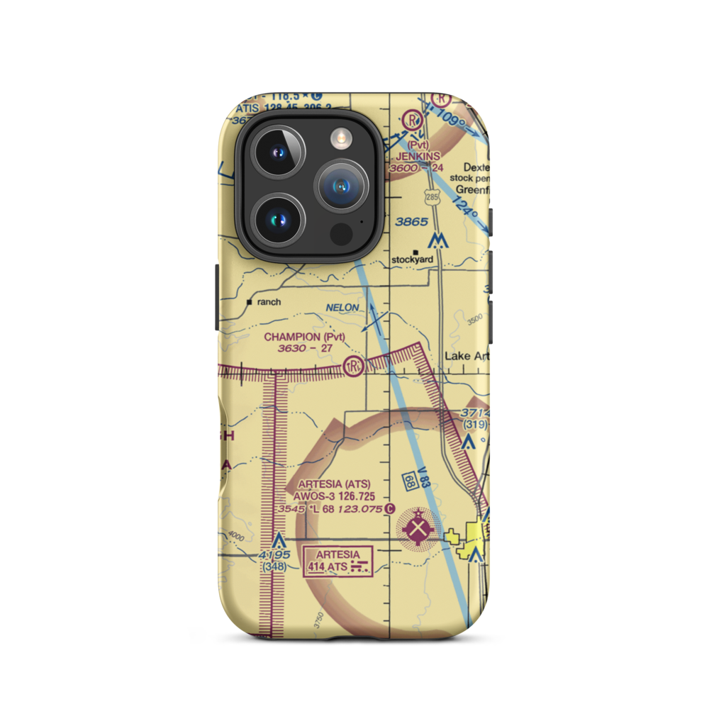 Champion Ranch Airport (01NM) VFR Sectional  Tough iPhone Case iPhone 16 Pro model shown