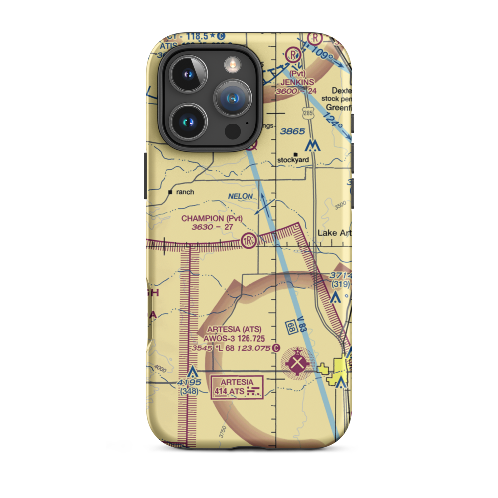 Champion Ranch Airport (01NM) VFR Sectional  Tough iPhone Case iPhone 16 Pro Max model shown