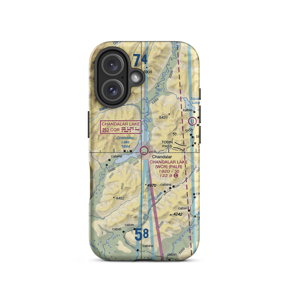 Chandalar Lake Airport (WCR) VFR Sectional  Tough iPhone Case iPhone 16 model shown
