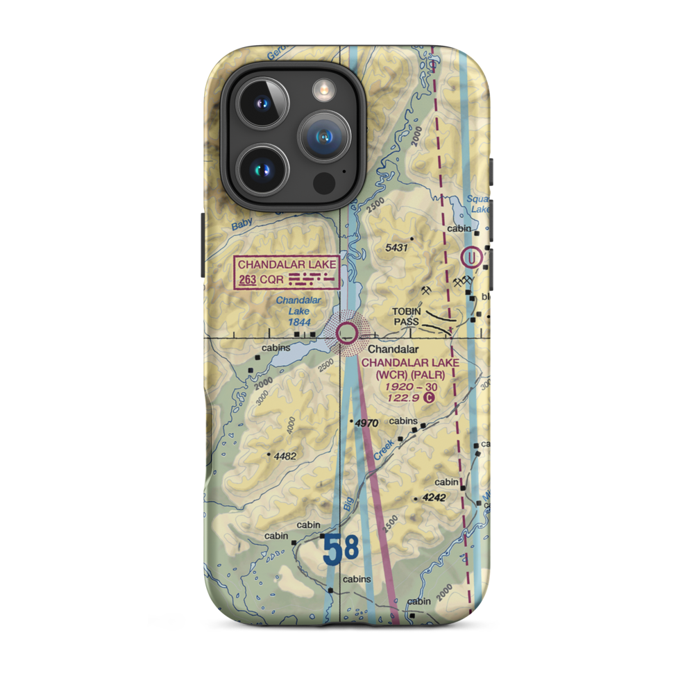 Chandalar Lake Airport (WCR) VFR Sectional  Tough iPhone Case iPhone 16 Pro Max model shown