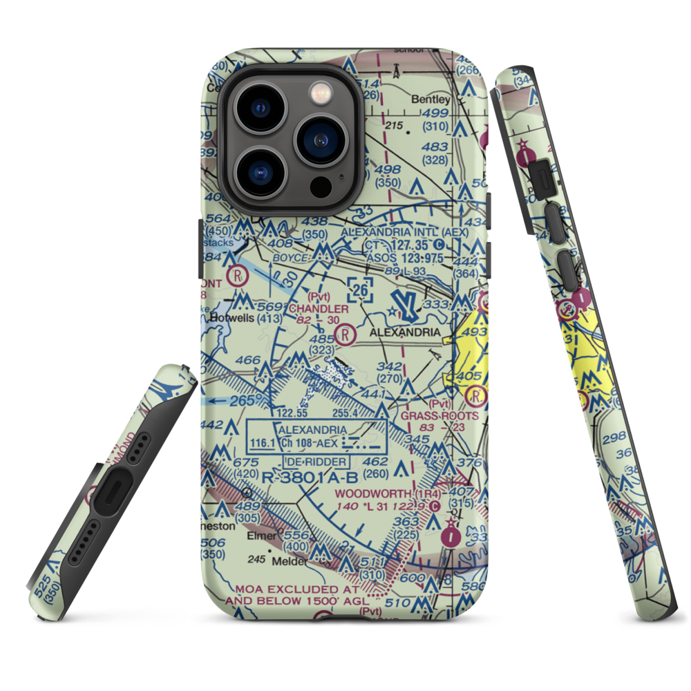 Chandler Airport (9LA6) VFR Sectional  Tough iPhone Case iPhone 14 Pro Max model shown
