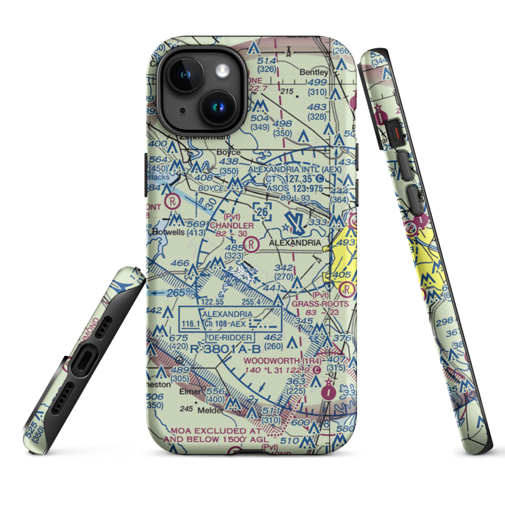 Chandler Airport (9LA6) VFR Sectional  Tough iPhone Case iPhone 15 Plus model shown